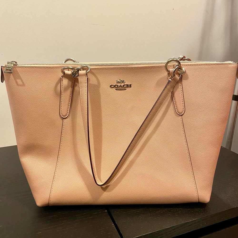Coach light pink zip top tote